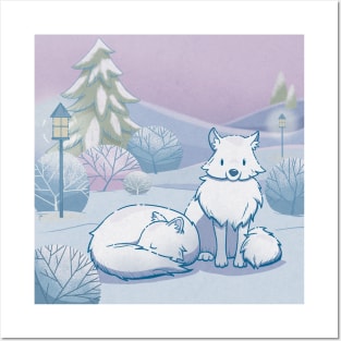 Winter Wonderland Foxes Posters and Art